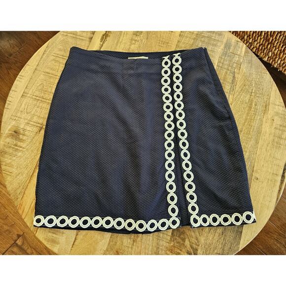 Talbots Textured Nautical Skort Women's Size 6 Coastal Preppy Navy Blue Preppy - Picture 1 of 8